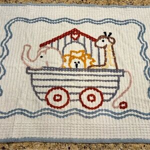 Vintage Noah’s Ark Chenille Baby Blanket/Crib Spread in Excellent Condition